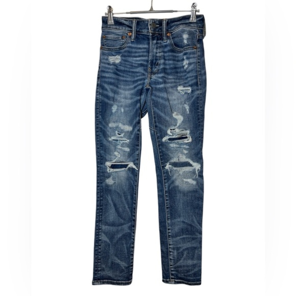 American Eagle Airflex + 26x28 *ACT 27"‎ Stretch Move Free Slim Distressed Jean